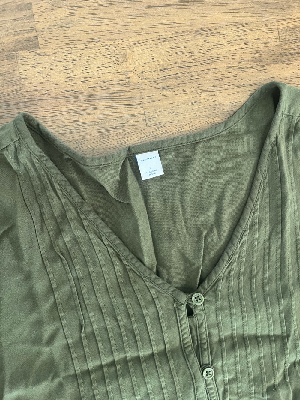 Old Navy Olive Green Button-Front Womens Dress Size Large Loose Fit Flowy Casual - Picture 3 of 5